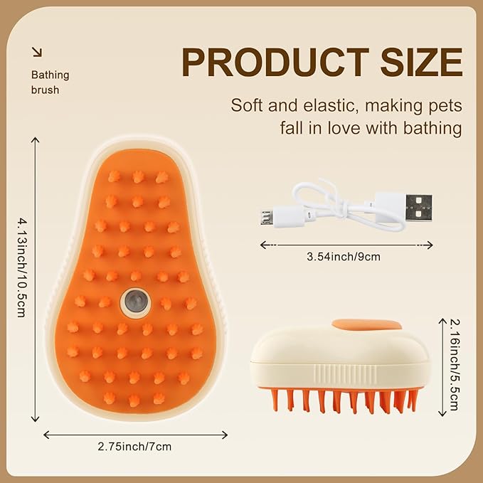Cat Steam Brush, 3 in 1 Cat Steamy Brush, Silicone Massage Grooming Comb, Pet Hair Cleaning Misting Comb for Kittens(Avocado White)