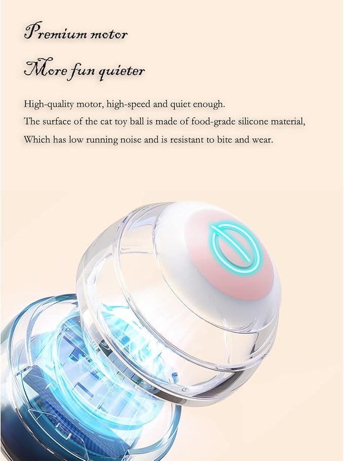 Cat Ball Toy, Interactive Cat Toys, Automatic Motion Activated Moving Ball Hide and Seek Game for Indoor Exercise，Gifts for Kittens