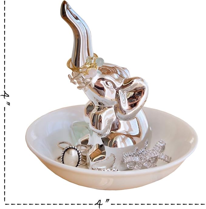 PUDDING CABIN Elephant Gift for Women - Elephant Trinket Dish for Rings Earrings Organizer - Elephant Decor for Women Girls Her Friends Birthday Valentine's Day Xmas Gifts