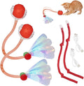 2Packs Interactive Cat Toys Ball for Indoor Cats, Smart Automatic Cat Chase Ball Toy, Generation Moving Cat Ball with Elastic Mesh Tail Motion Activated