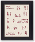 Love Actually Is All Around Wall Art Red Vintage Aesthetic Quotes Poster Minimalist Funky Small People Canvas Prints for Living Room Bedroom Wall Decor 12X16 inch Vintage Framed