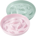 Nitial 2 Pcs Cat Slow Feeder Bowl Fish Pool Design Feeder Dish Fun Interactive Cat Food Bowl Healthy Eating Diet Bowls for Pet Puppy Dogs Dishwasher Safe(Green, Pink)