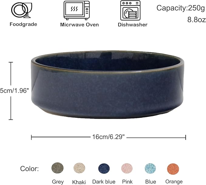 Ceramic Slow Feeder Bowl, 6.69 x 5.7 inches, Elevated Design with Paw Pattern, for Cats and Small Dogs (Dark Blue)