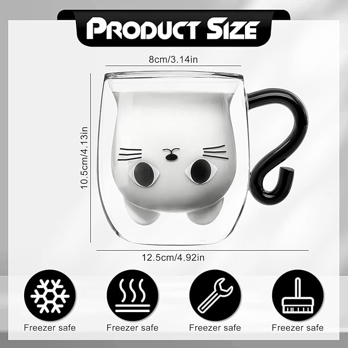 Cat Mug Gifts Set, Birthday Gifts for Women Her Mom, Christmas Presents for Women, Valentines Mothers Day Cat Lovers Presents Idea for Sister Wife Grandma Female Teacher Friend Coworker (Black)