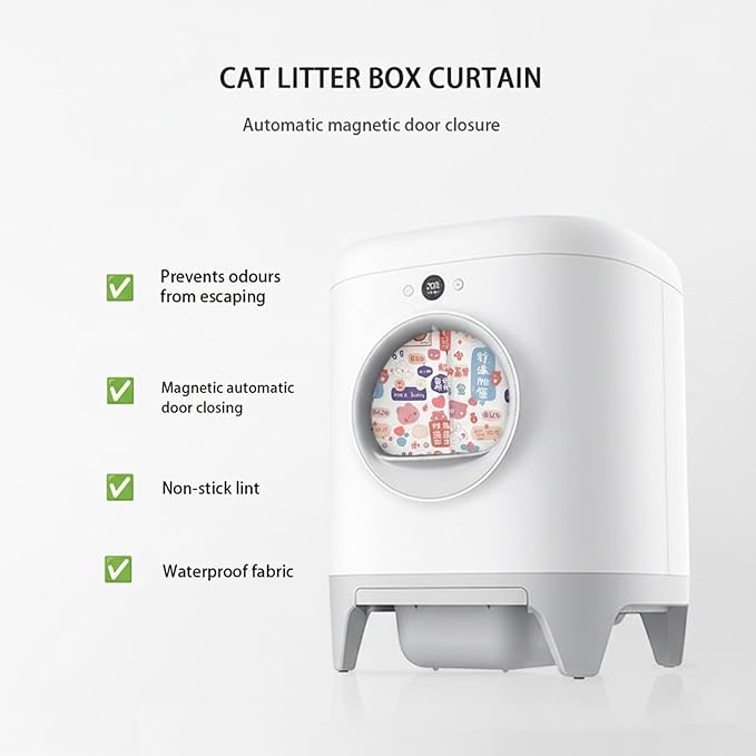 Curtain for Self Cleaning Cat Litter Box,Reduces Cat Litter Bounce, Stops Odors from The Litter Box Self Cleaning (Red)