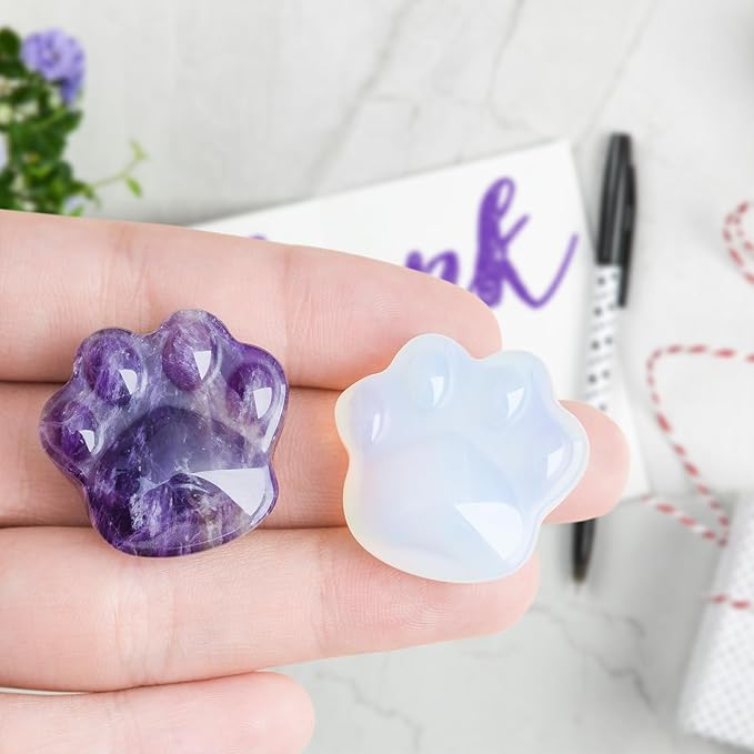 Cat Amethyst Crystals and Healing Stones, Natural Stone for Anxiety Relief, Emotional Balance & Positive Energy, Worry Stones for Stress Relief, Unique Gift for Crystal Cat Lovers Women Men (Amethyst)