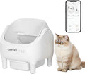 Garvee Open-Top Automatic Cat Litter Box with APP Control, Odor-Free Waste Disposal Includes Trash Bags, 10.5L Large Waste Bin, Self Cleaning Litter Box for Multiple Cats, White