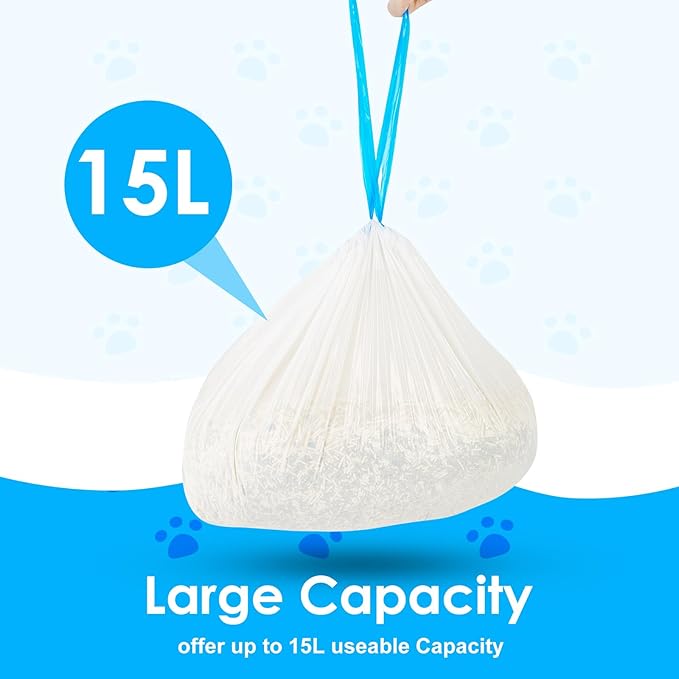 Cat Litter Bags 120 Count,26.37"x15.74" Drawstring Close Litter Box Liners for Automatic Litter Box,Thick Cat Poop Bags,Easy to Clean,Heavy Duty Robot Bag for Self-Cleaning Box