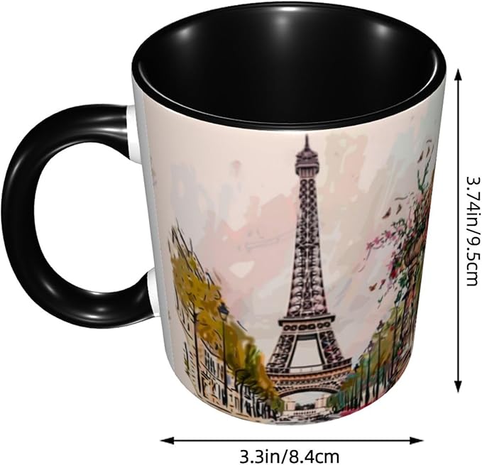 Paris Eiffel Tower Coffee Mug 11OZ Funny Ceramic Tea Cup Kitchen Decor Novelty Mugs for Home Office Travel