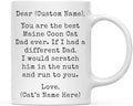 Andaz Press Personalized Funny Dad 11oz. Coffee Mug Gag Gift, Best Maine Coon Cat Dad, Scratch in Nuts and Run to You, 1-Pack, Custom Cat Lover's Christmas Birthday Ideas, Includes Gift Box