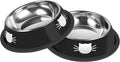 2 Pcs Non-Slip Stainless Steel Small Cat Food Bowls - Unbreakable, Thicken 7 Oz Cat Dishes - Indoor, Removable Rubber Base, Easily Clean, Lovely Color