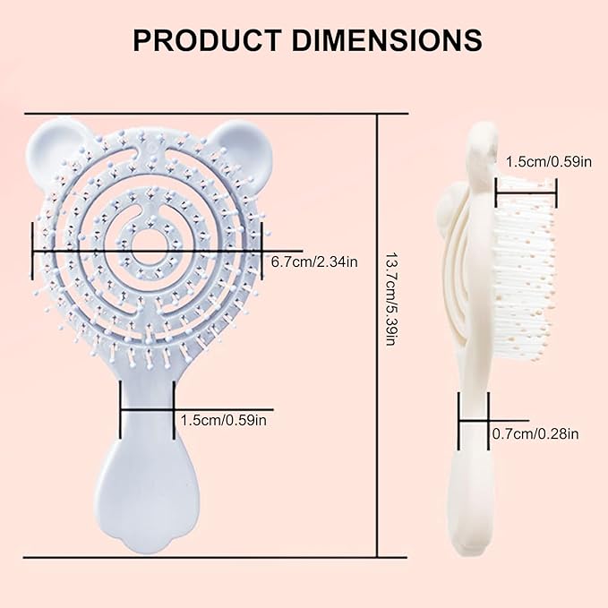 Cat-Ear Design Puppy Brush, Gentle Soft-Bristle Small Dogs Plastic Detangling Grooming Tool, Fit for Yorkie Shih Tzu Maltese Maltipoo (Light Pink)
