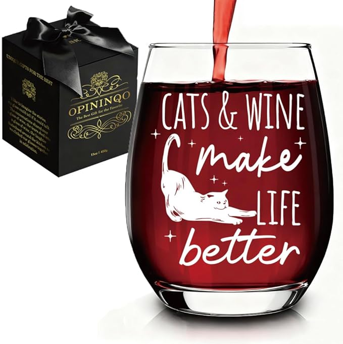 Warm & Cozy Cats Wine Glass Gifts for Cat Lovers - Mother's Day Early Bird | Birthday Presents for Mom, Daughter, Sister, Wife & Cat Moms