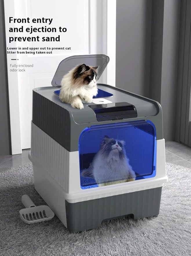 Cat Litter Box, Fully Enclosed, Odorless, Capacity Premium Cat (BY-4202) (Pink)