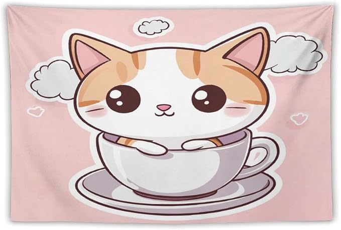MaSiledy Kawaii Cat Tapestry Wall Hanging Cute Cat Kitten Tapestry for Bedroom Aesthetic Landscape Tapestry Wall Art for Home Decor 40"x60" Wall Hanging for Home Decor Bedroom Living Room Dorm Decor