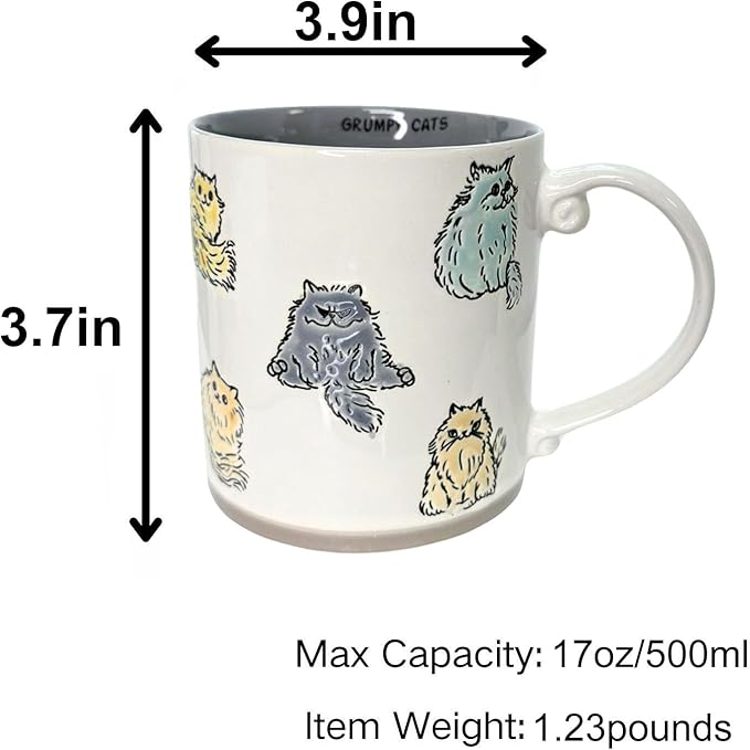 Cat Lovers Mug, Various Cute Kittens Pattern Mug, Cat Coffee Mug Funny Ceramic Tea Cup Novelty Gifts for Office and Home Women Girls Men, Dishwasher Microwave Safe (White, 17oz)