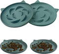 Slow Feeder Cat Bowl 2 Packs, Durable Anti-Gulping Cat Food Bowl for Healthy Digestion, Easy to Clean for Wet/Dry Food (Green+Green)