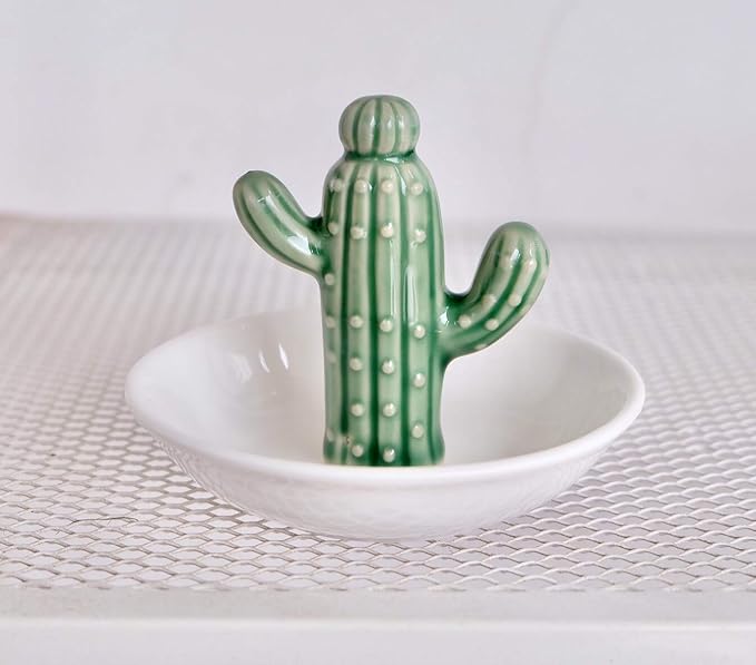 PUDDING CABIN Cactus Gifts for Women Christmas, Cactus Ring Holder Dish, Birthday Gifts for Women Thanksgiving Xmas Valentine's Day, Decorative Cactus Decor, Home Decor