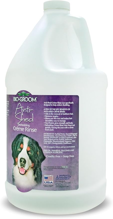 Bio-Groom Anti-Shed Deshedding Dog Conditioner - Odor Eliminating, Anti-Shedding, Dog Bathing Supplies, Puppy Wash, Cat & Dog Grooming Supplies, Cruelty-Free, Made in USA, Dog Products - 1 Gallon