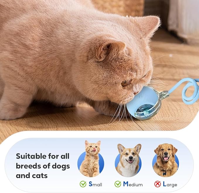 Smart Interactive Cat Toy Ball with Auto Obstacle Avoidance, 2 Mode Rolling Rechargeable Toy to Relieve Boredom, Quiet Durable Toy for Indoor Cats (Pink)