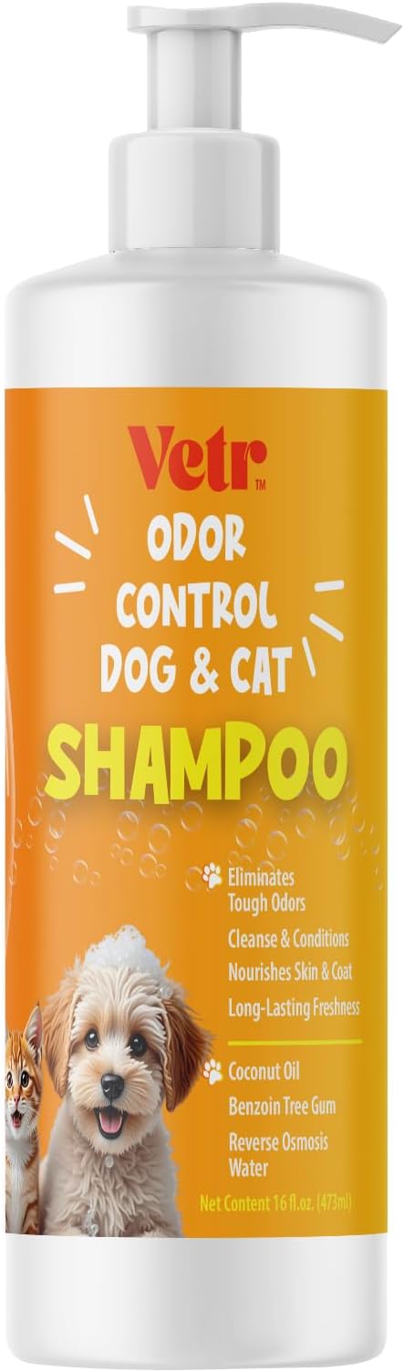 Vetr Pet Odor Eliminator Pet Shampoo, 16 oz - Fresh & Clean Scent, All Natural, Nourishes Skin & Coat