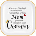 PUDDING CABIN Mom Birthday Gifts Jewelry Dish - Mom Straighten Your Crown - Inspirational Ceramic Trinket Dish for Keys Rings Earrings Organizer, Mothers Day Gift for Mom from Daughter Son