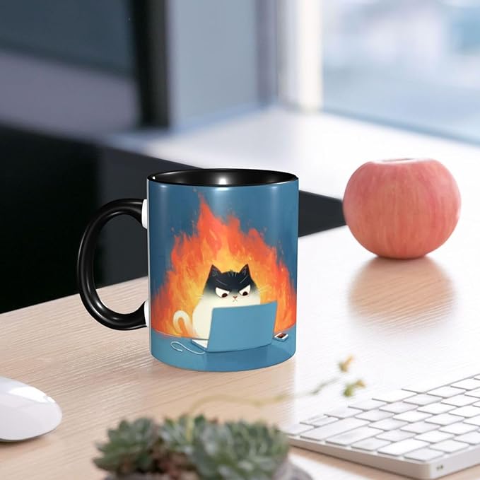 Cat Coffee Mug 11 OZ Ceramic Tea Cup Novelty Mugs Funny Coffee Cups with Handle