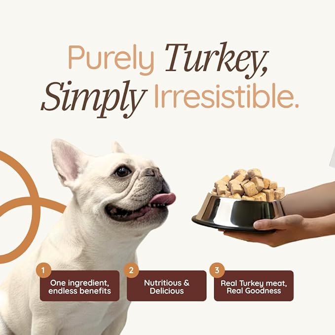 Benji & Louie Freeze Dried Turkey Bites for Dogs & Cats – Single Ingredient Treats, Grain-Free – 3 oz (85 g) (Turkey)