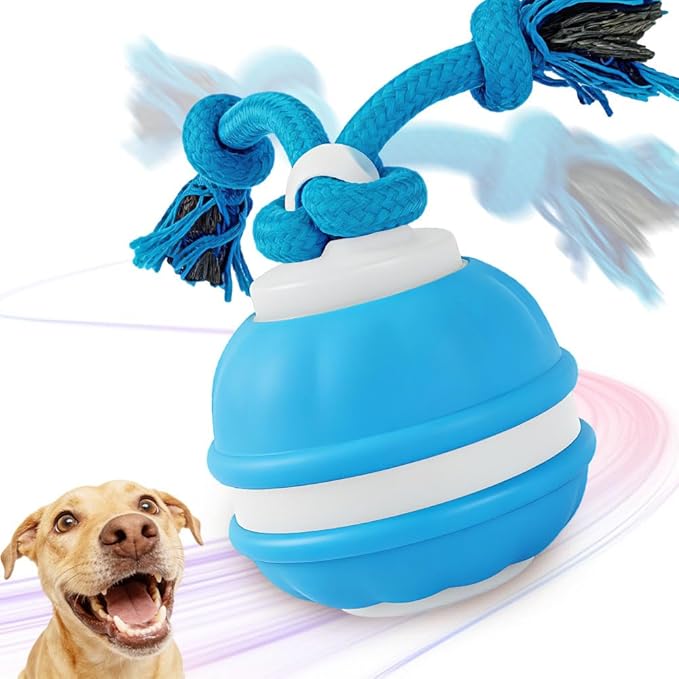 Interactive Dog Toys Dog Ball, 2026 Upgrade Interactive Dog Toys, 360° Smart Automatic Rolling Moving for Bored Pet Cats Dogs (Blue)