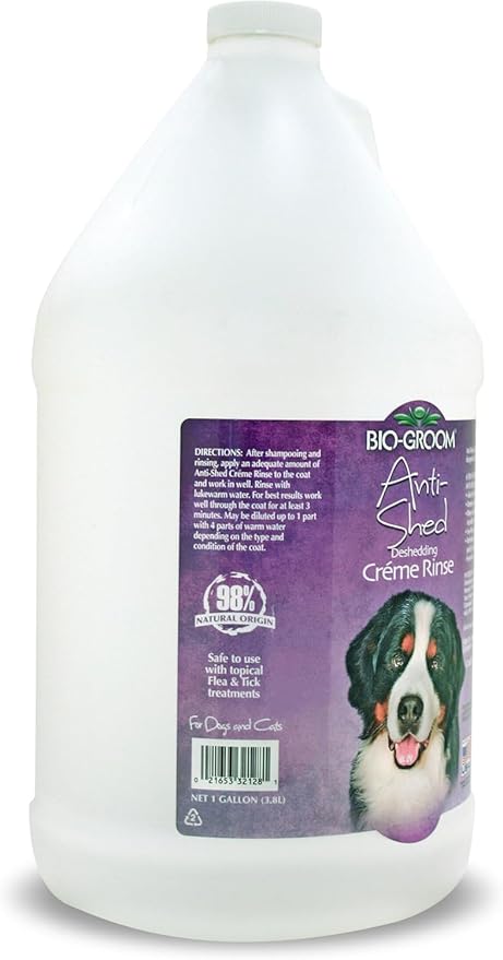 Bio-Groom Anti-Shed Deshedding Dog Conditioner - Odor Eliminating, Anti-Shedding, Dog Bathing Supplies, Puppy Wash, Cat & Dog Grooming Supplies, Cruelty-Free, Made in USA, Dog Products - 1 Gallon
