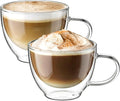 ecooe Double Walled Glass Coffee Mug 12 oz Latte Cappuccino Cups Set of 2, Clear Glass Coffee Cups with Handle, 350 ml Insulated Coffee Cup Borosilicate Heat Resistant Glass Mug Tea Cup