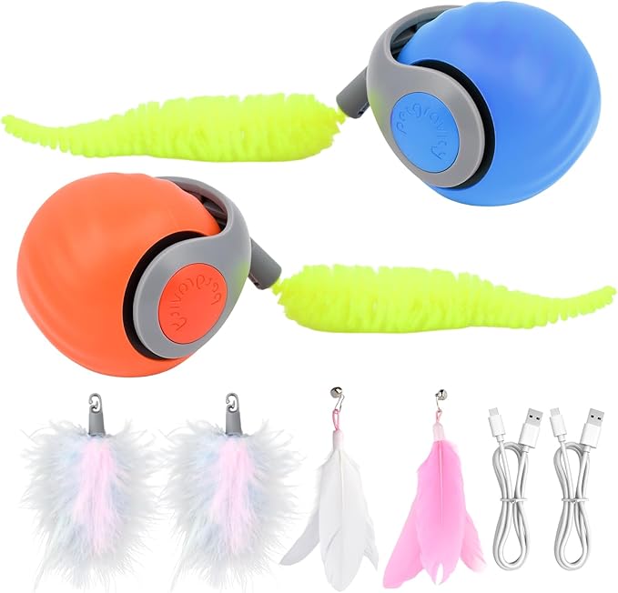 2 Packs Speedy Turbo Tail 3.0, 2025 New Interactive Cat Toy with Automatic Moving & Two Speed Adjustment for Indoor Bored Adult Cats