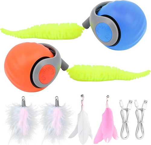 2 Packs Speedy Turbo Tail 3.0, 2025 New Interactive Cat Toy with Automatic Moving & Two Speed Adjustment for Indoor Bored Adult Cats