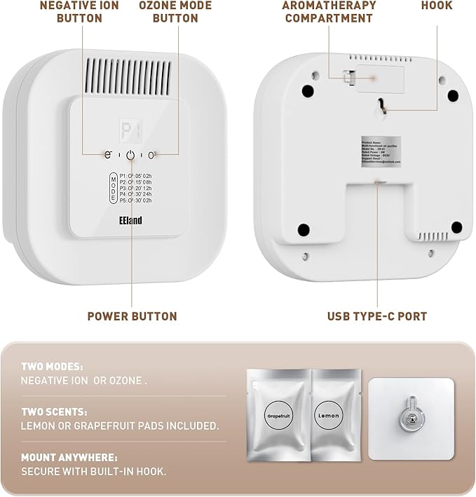 Cat Litter Deodorizer – 99% Odor Removal, Ozone Air Purifier for Pets, Strong Odor Eliminator for Litter Box, Toilet, Closet, Cabinet, Shoe, Garage