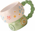 Ceramic Cartoon Coffee Mug,Aesthetic Hand-Painted Creative Ceramic Mug,Cute Mug, Aesthetic Coffee Mug, Ceramic Tea, 12oz/400ml for Tea Coffee, Milk and Oatm(Green-Lemon)