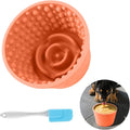 Dog Slow Feeder Lick Bowl - Non-Slip Licking Treat Dispenser for Small Medium Large Dogs, Promotes Anxiety Relief & Prevents Choking, Easy to Clean Feeding Bowl (Light Orange, S)