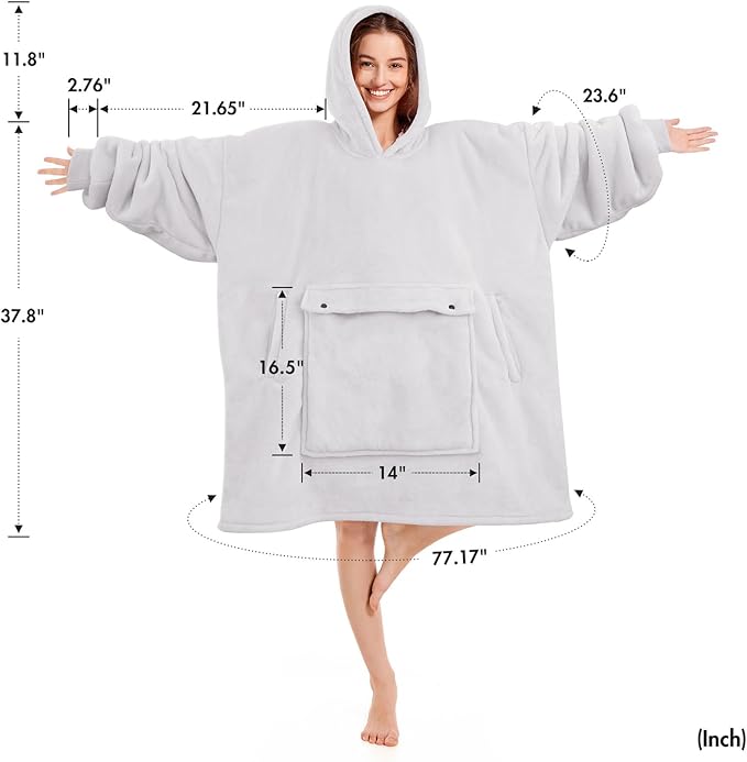 Narecte Cozy Oversized Blanket Hoodie Wearable Blanket Adults Soft Hooded Blanket Hoodie Birthday Gifts for Women Christmas