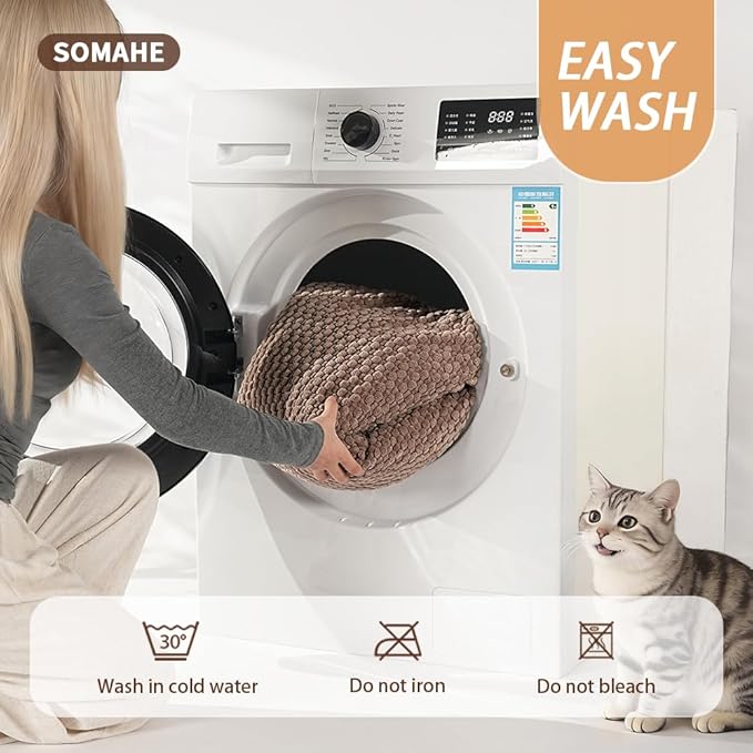SOMAHE Plush Cat Kneading Bed Mat, Premium Plush Fabric Bed with Non-Slip Bottom, 3cm Thick All-Season Cushion for Cats Who Knead, Machine Washable Anti-Static Pet Bed, 27x20 Inch, Coffee