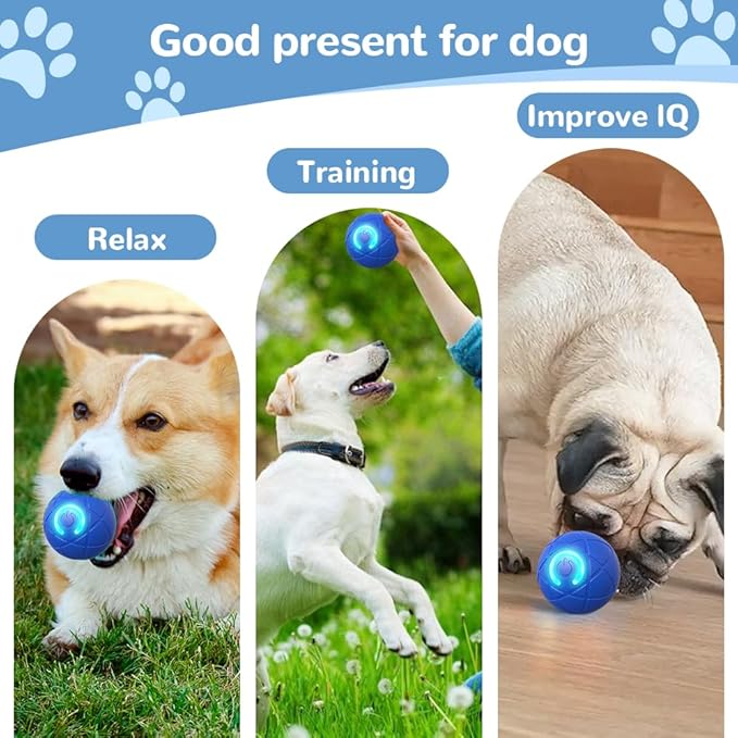 Interactive Dog Toys for Small Dogs, Dog Balls Cat Toys Rolling Ball for Puppy Small Medium Dogs and Cat, Self Moving Jumping Bouncing and Rotating Toy to Keep Them Busy (Blue)
