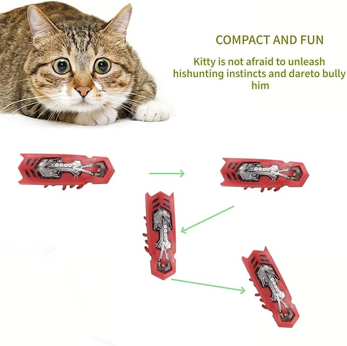 Cat Interactive Teaser Toys 2PCS Electric Moving Beetle Mini Electric Robot Beetle Electric Funny Interactive Toy Heal Loneliness for Cat Kitten Replaceable Battery (Green+Orange)