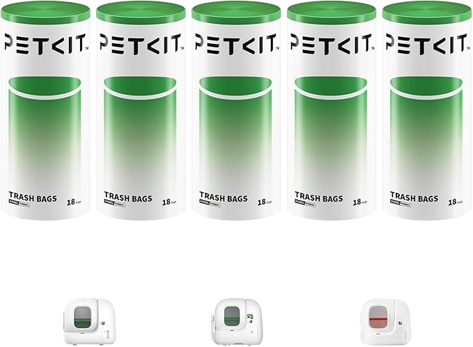 PETKIT Replacement Trash Bag Waste Bag for PuraMax 2/PUROBOT Max Pro Automatic Cat Litter Box-5 Rolls (5 Roll(90 count))