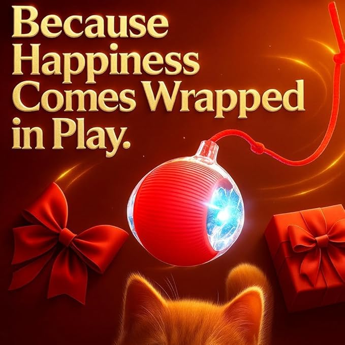 Durable Interactive Cat Toys for Indoor Cats, Smart Automatic Cat Chase Ball Toy, Upgraded Speedy Tail Kitten Toy for Bored Indoor Adult Pets (Red)