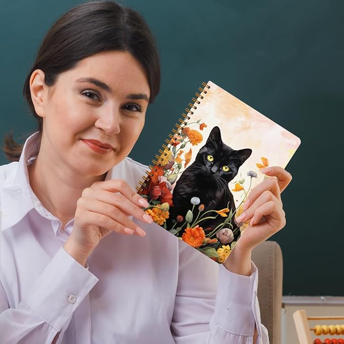 2 Packs Cat Spiral Notebook Aesthetic College Ruled Journaling Notebooks Cat Themed Gifts for Women Educator Coworker Friend Hardcover Notebook Journals for Writing Classroom Office Home Supplies