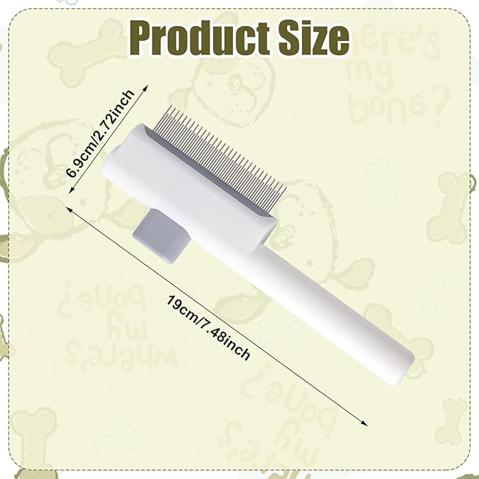 Pet Hair Remover Comb, Cat Brush with Release Button Self-Cleaning Pet Grooming Brush for Shedding Tangles & Removal Loose Hair for Dogs Cats (Long & Short Teeth)