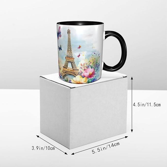 Paris Eiffel Tower Coffee Mug 11oz Ceramic Tea Cup With Handle Funny Porcelain Mugs for Women Dishwasher Microwave Safe