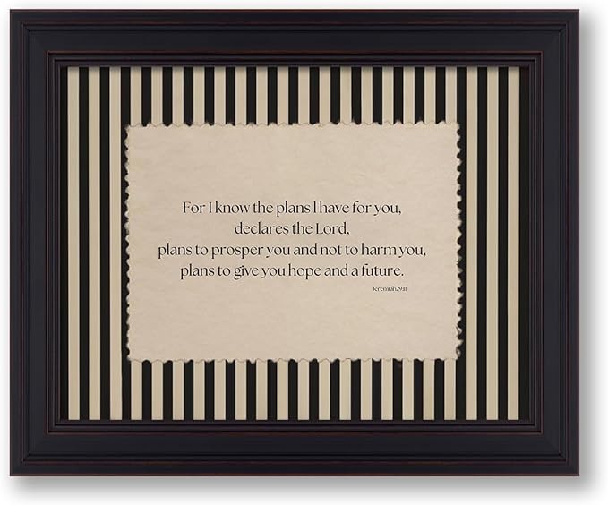 Bible Verse Jeremiah 29 11 Wall Art Christian Biblical Quotes Canvas Poster Modern Minimalist Scripture Prints 08x10 inch Vintage Framed for Prayer Room Church Wall Decor