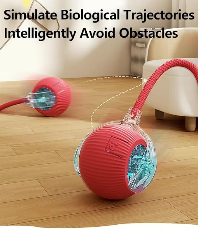 Smart Self‑Rolling Cat Ball with Tail – Interactive Rechargeable Chase Toy for Indoor Cats