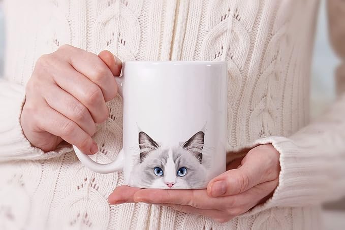 MUGBREW Lilac Ragdoll Cat Ceramic Coffee Mug Tea Cup, 11 OZ