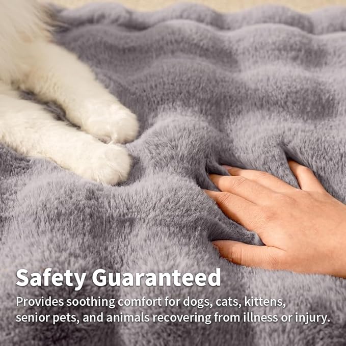 SOMAHE Self-Warming Cat Blanket, Dual-Side Plush Sherpa Throw with Anti-Static, Snuggle Mat for Kittens & Cats, Cozy Bed Topper for Windowsills & Couches, Machine Washable & Dryable, 21x18 Inch Gray