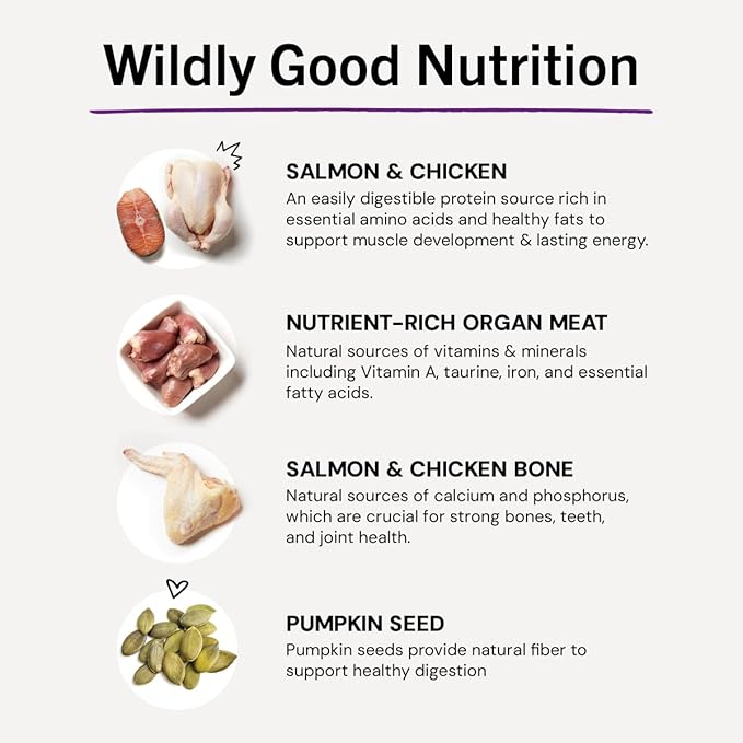 Stella & Chewy's Freeze-Dried Raw Cat Dinner Morsels - Premium Salmon & Chicken Recipe with 98% Wild-Caught & Cage-Free Protein - Natural Grain-Free Cat & Kitten Food - Made in USA - 3.5 oz